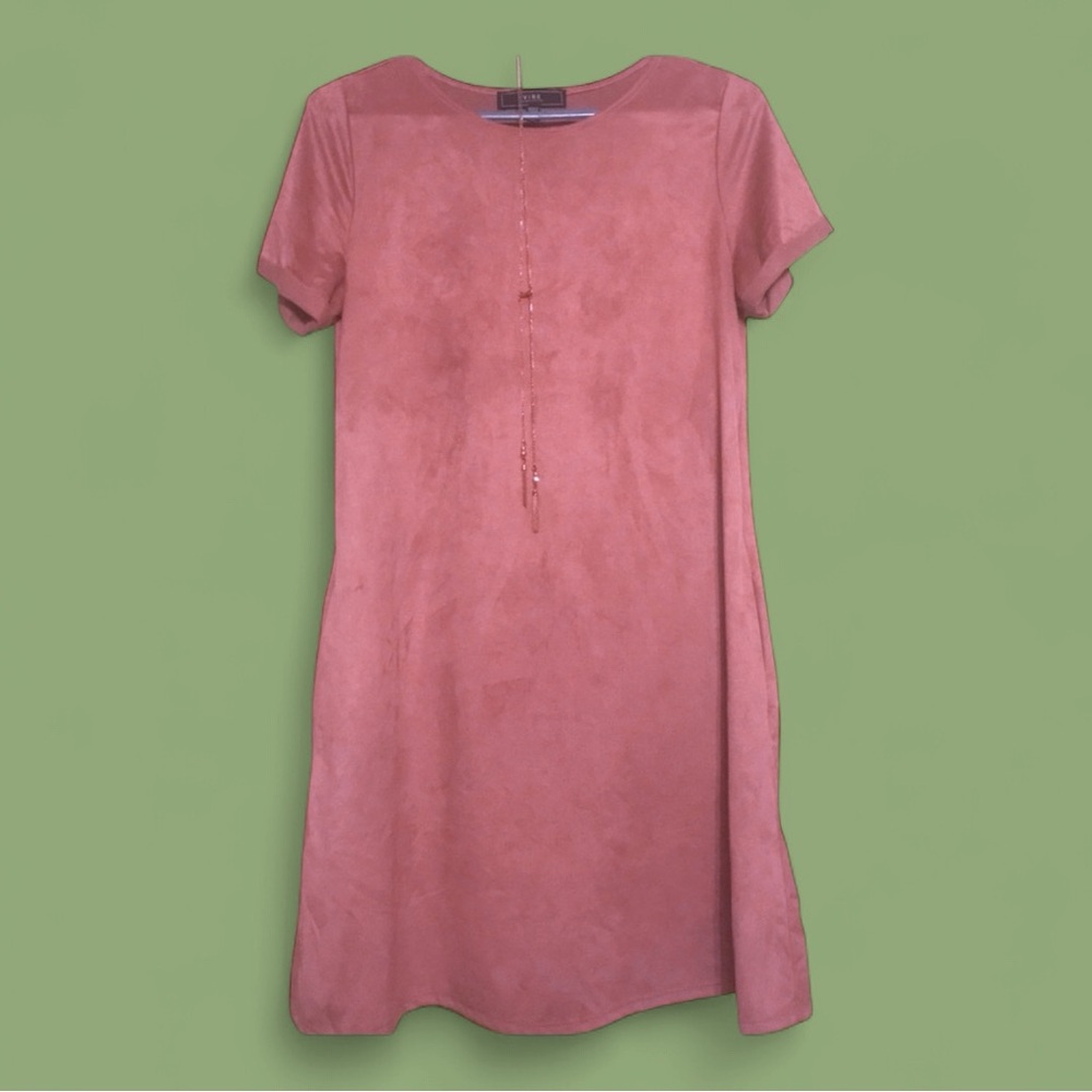 Suede Muave tshirt dress with pockets 🌸
